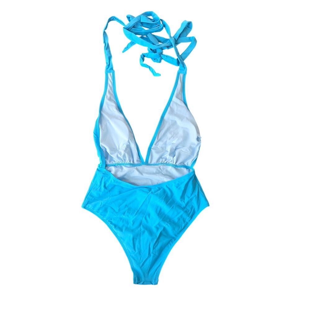 Cupshe Deep V Halter Neck One Piece Swimsuit Size S NWT - Picture 2 of 6